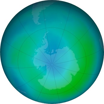 Antarctic ozone map for 2022-02